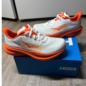 New in Box Hoka Women's Mach 6 Running Shoes White Orange 1147810 FLV Size 6B